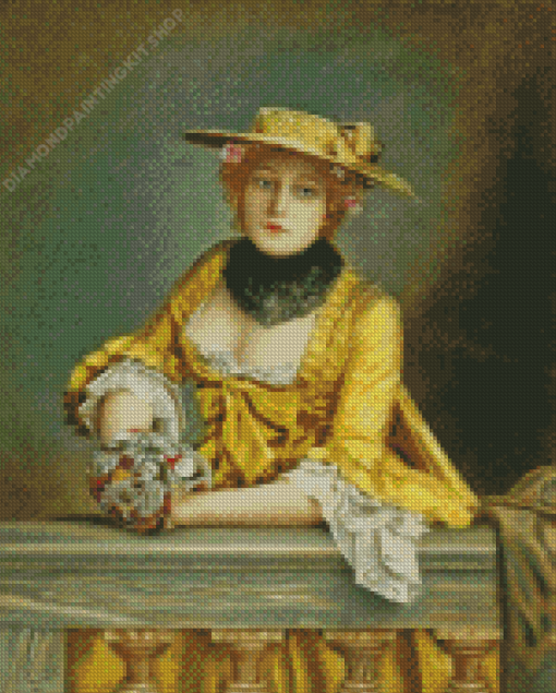 Vintage Lady In Yellow Dress Diamond Painting