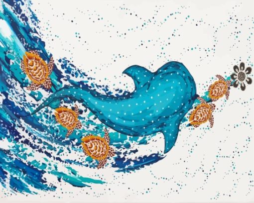 Whales With Shark Aboriginal Diamond Painting