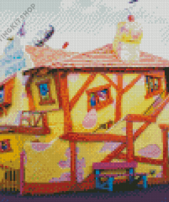 Yellow Crooked House Diamond Painting