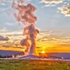 Yellowstone Geyser With Sunrise Diamond Painting