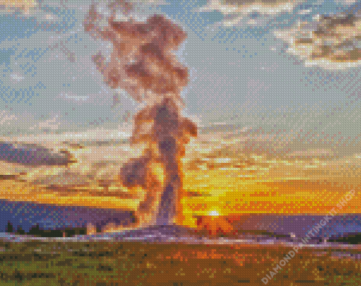 Yellowstone Geyser With Sunrise Diamond Painting