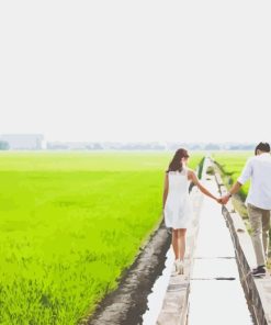 Couple in Sekinchan Padi Fields Diamond Painting