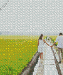 Couple in Sekinchan Padi Fields Diamond Painting