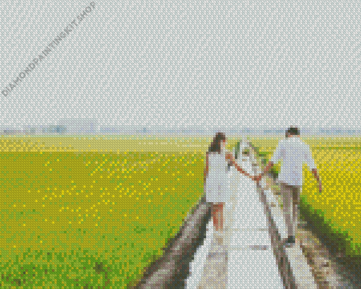 Couple in Sekinchan Padi Fields Diamond Painting