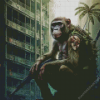 Monkey with Gun Diamond Painting