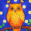 Orange Owl on Stick Diamond Painting