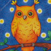 Orange Owl on Stick Diamond Painting