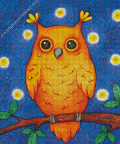 Orange Owl on Stick Diamond Painting