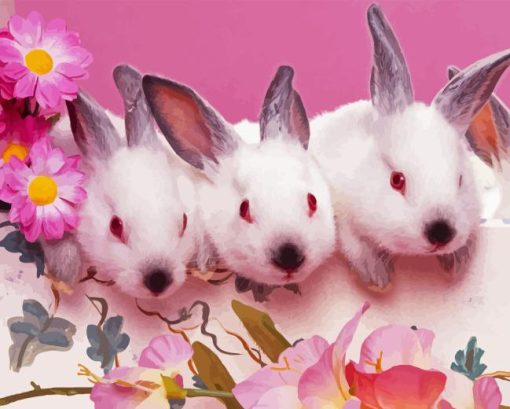 Pink Bunnies Diamond Painting