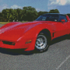 Red 1982 Corvette Diamond Painting