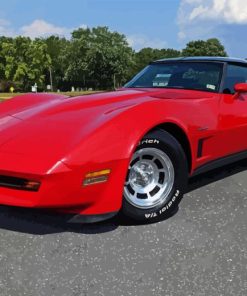 Red 1982 Corvette Diamond Painting