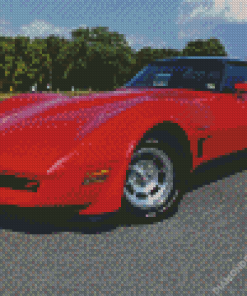 Red 1982 Corvette Diamond Painting