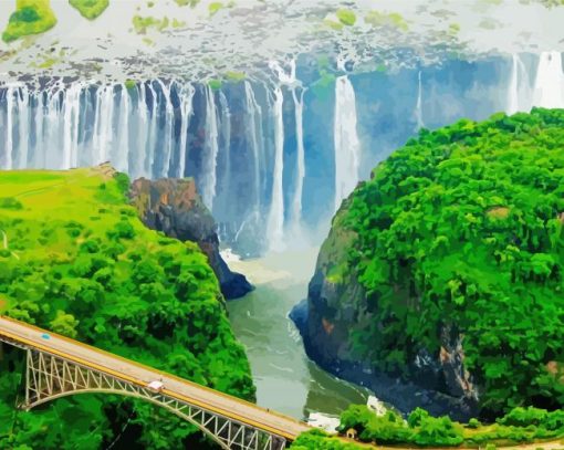 Zimbabwe Waterfalls Landscape Diamond Painting