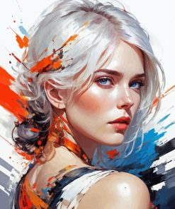 Abstract Woman With White Hair Diamond Painting