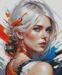 Abstract Woman With White Hair Diamond Painting