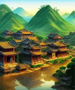 Ancient Chinese Village Diamond Painting