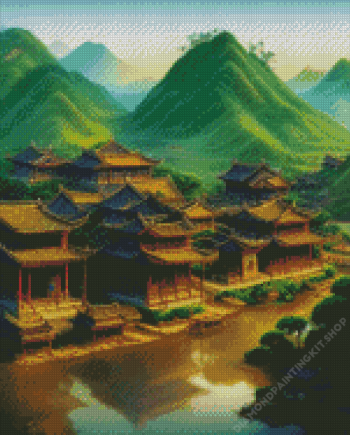 Ancient Chinese Village Diamond Painting