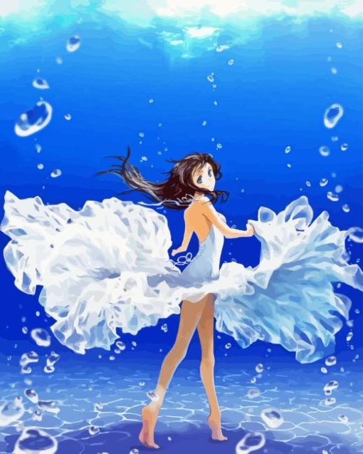 Anime Girl Under Water Diamond Painting