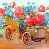 Antique Car with Flowers Diamond Painting