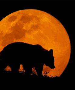 Bear in Moonlight Silhouette Diamond Painting