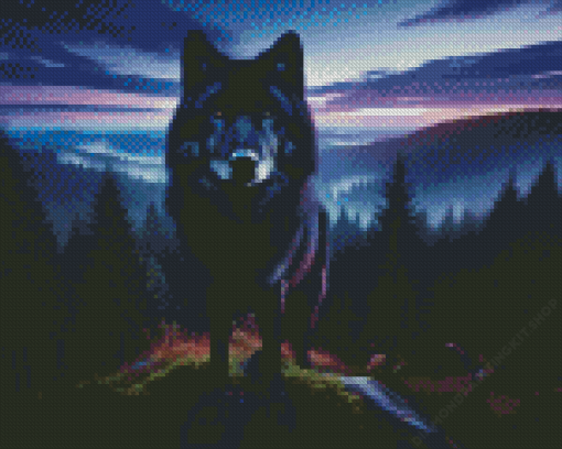 Black Wolf Diamond Painting