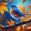 Blue Bird In Autumn Diamond Painting