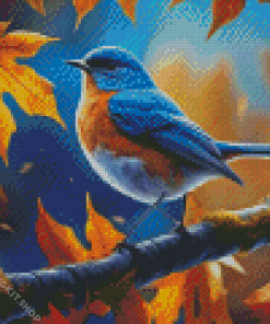 Blue Bird In Autumn Diamond Painting