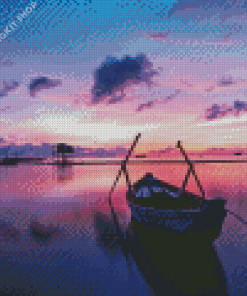 Boat in Sunset Diamond Painting