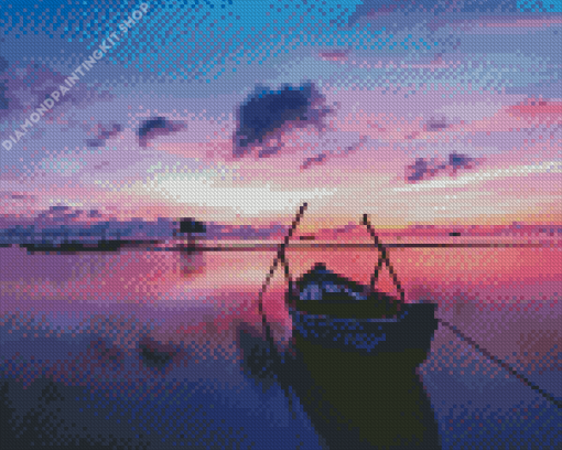 Boat in Sunset Diamond Painting