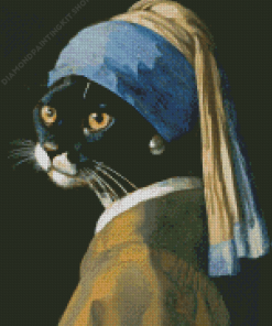 Cat With A Pearl Earring Diamond Painting