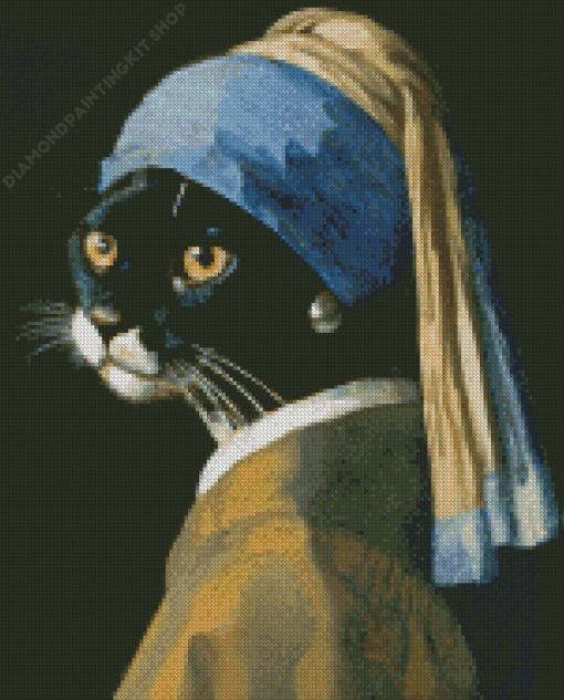 Cat With A Pearl Earring Diamond Painting