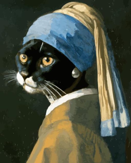 Cat With A Pearl Earring Diamond Painting