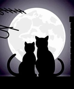 Cats Love with Moon Diamond Painting