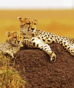 Cheetah And Cubs Diamond Painting