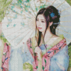 Chinese Woman With Umbrella Diamond Painting