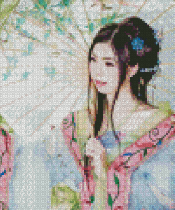 Chinese Woman With Umbrella Diamond Painting