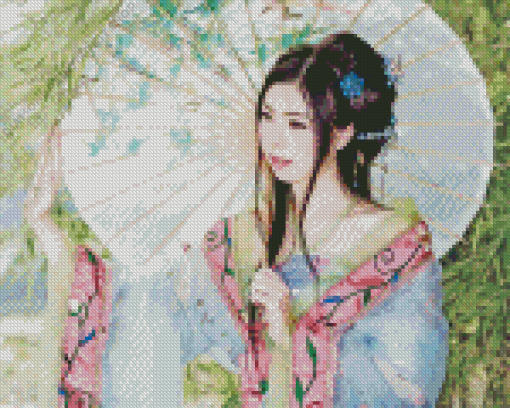 Chinese Woman With Umbrella Diamond Painting