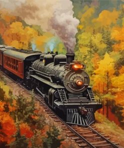 Classic Train Fall Forest Diamond Painting