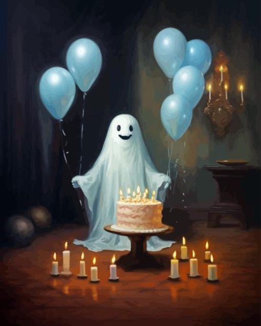 Cute Ghost Birthday Diamond Painting