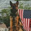 Dog Holding an American Flag Diamond Painting