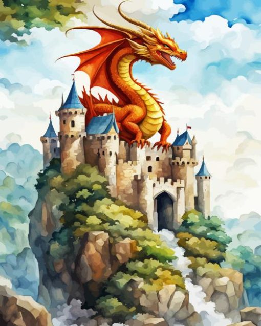 Dragon and Castle Diamond Painting