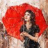 Girl With Red Umbrella Diamond Painting