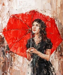 Girl With Red Umbrella Diamond Painting