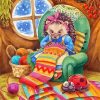 Hedgehog knitting Art Diamond Painting