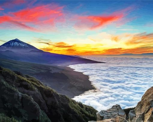 Mount Teide at Sunset Diamond Painting