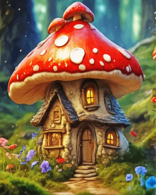 Mushroom House Diamond Painting