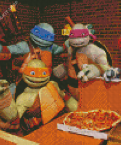 Ninja Turtles Eating Pizza Diamond Painting