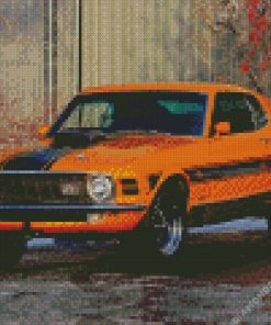 Orange 1970 Ford Mustang Diamond Painting