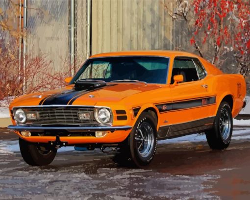 Orange 1970 Ford Mustang Diamond Painting