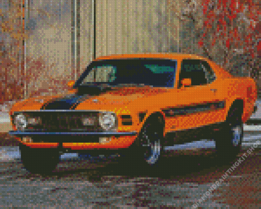 Orange 1970 Ford Mustang Diamond Painting